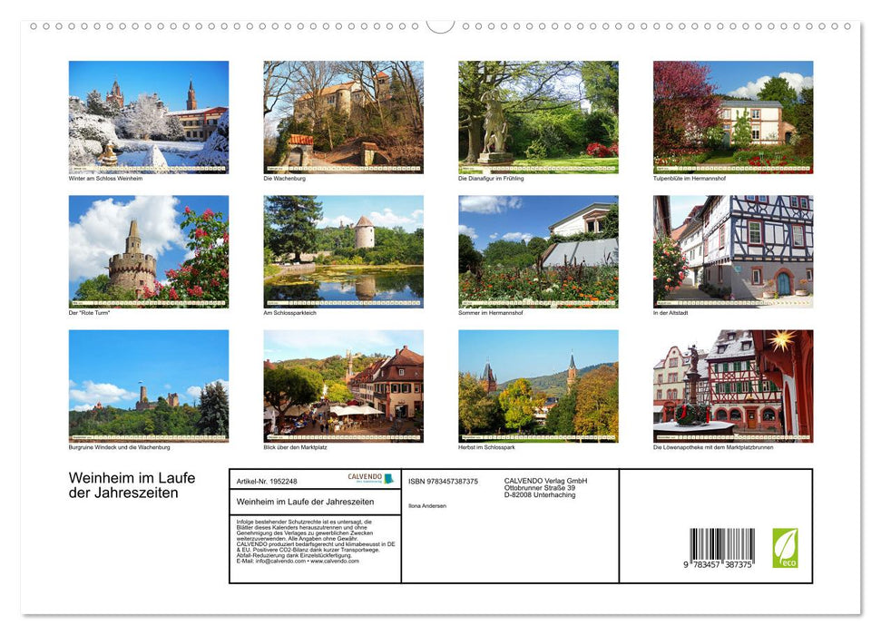 Weinheim im Laufe der Jahreszeiten (CALVENDO Premium Wandkalender 2026)
