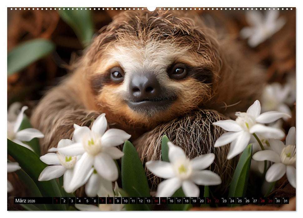 Faultiere - entspannt durchs Jahr (CALVENDO Premium Wandkalender 2026)