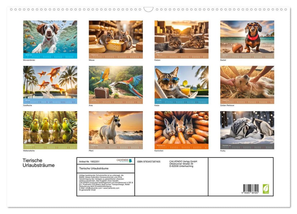 Tierische Urlaubsträume (CALVENDO Wandkalender 2026)