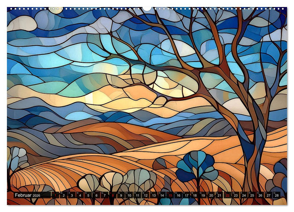 Der Jahreskreis auf Buntglasfenstern (CALVENDO Premium Wandkalender 2026)