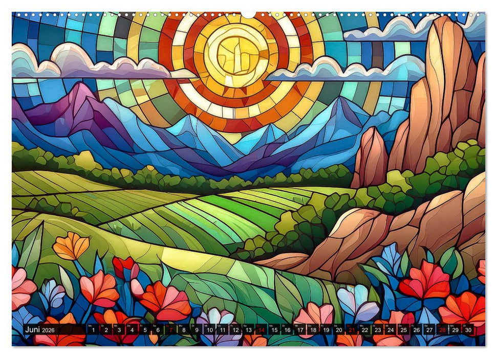 Der Jahreskreis auf Buntglasfenstern (CALVENDO Premium Wandkalender 2026)