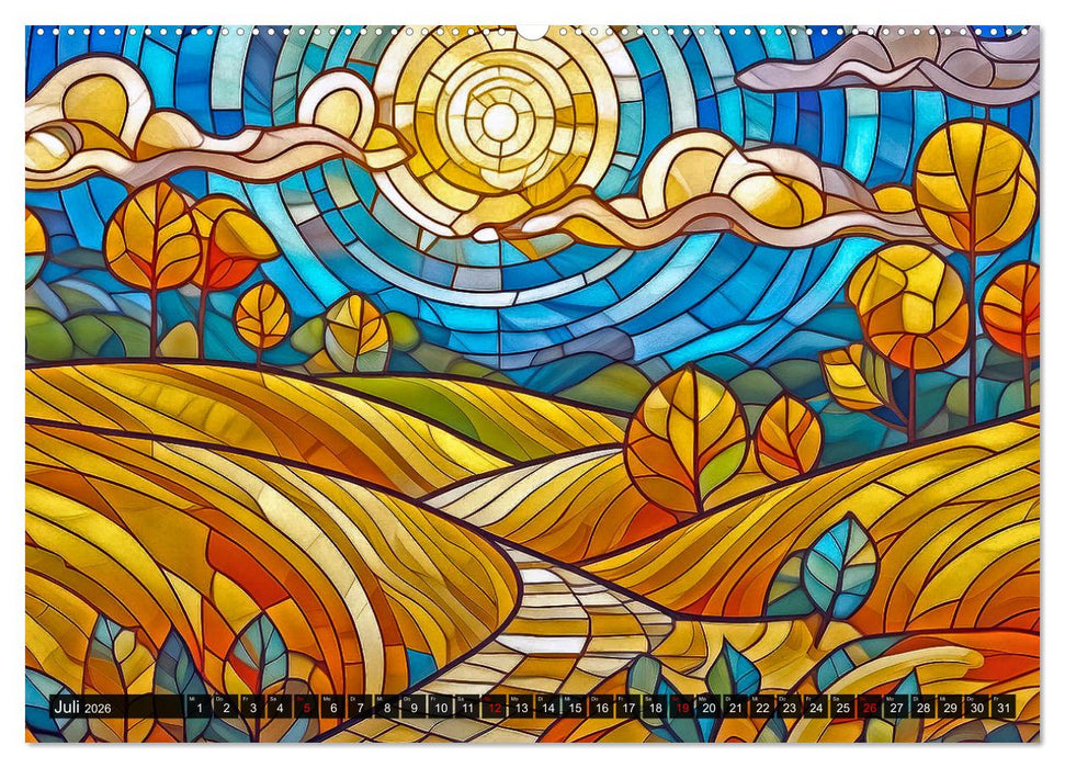 Der Jahreskreis auf Buntglasfenstern (CALVENDO Premium Wandkalender 2026)
