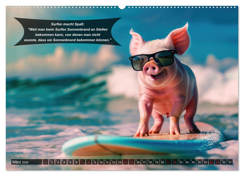 Der tierisch lustige Surfkalender (CALVENDO Wandkalender 2026)