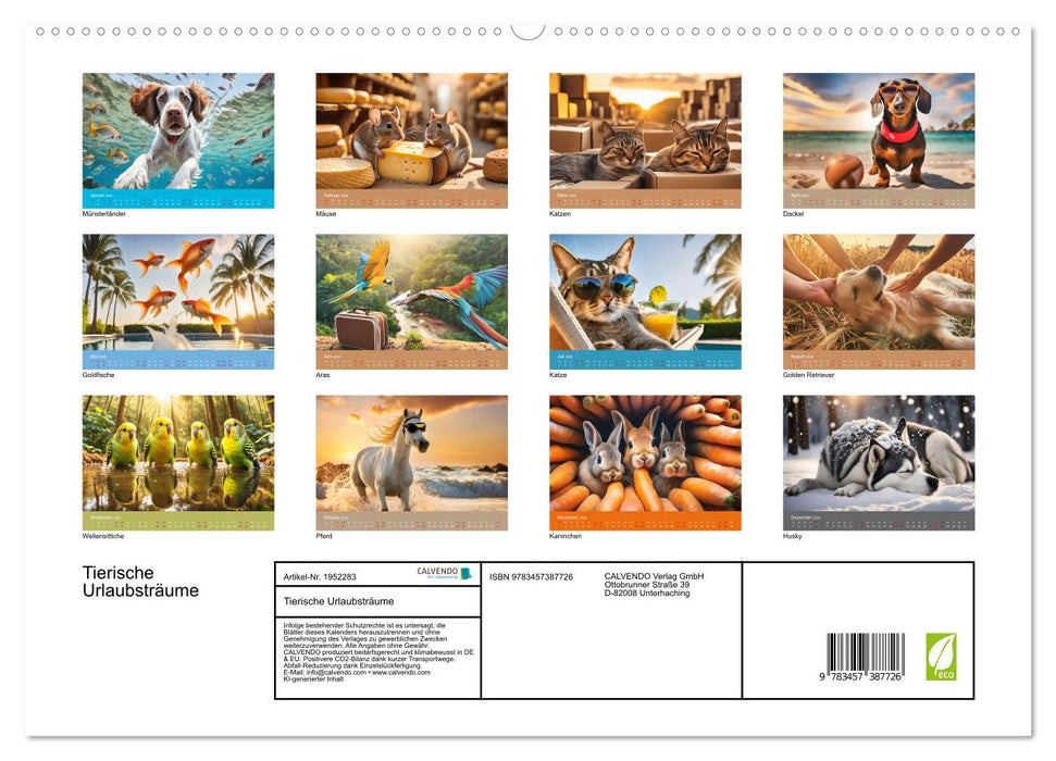 Tierische Urlaubsträume (CALVENDO Premium Wandkalender 2026)