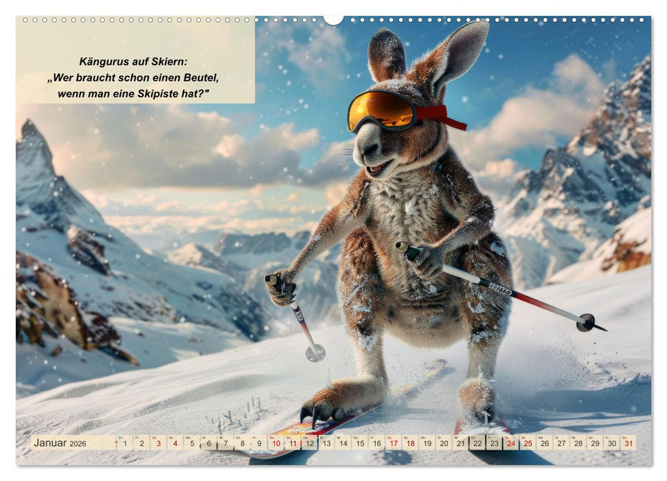 Tierisch lustige Skifahrer (CALVENDO Wandkalender 2026)