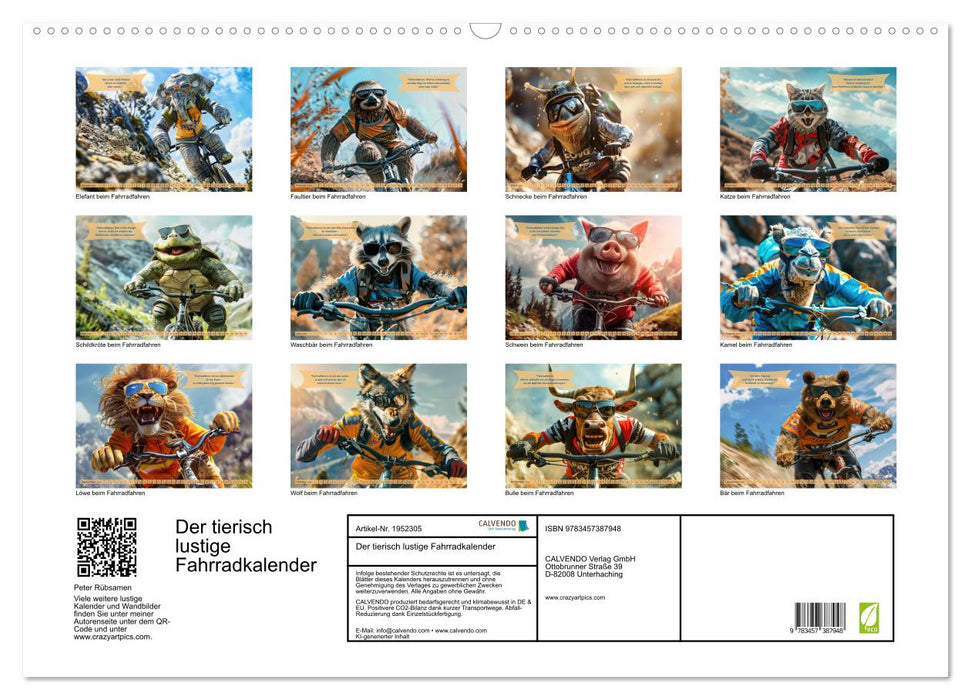 Der tierisch lustige Fahrradkalender (CALVENDO Wandkalender 2026)