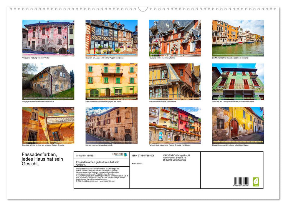 Fassadenfarben, jedes Haus hat sein Gesicht. (CALVENDO Wandkalender 2026)