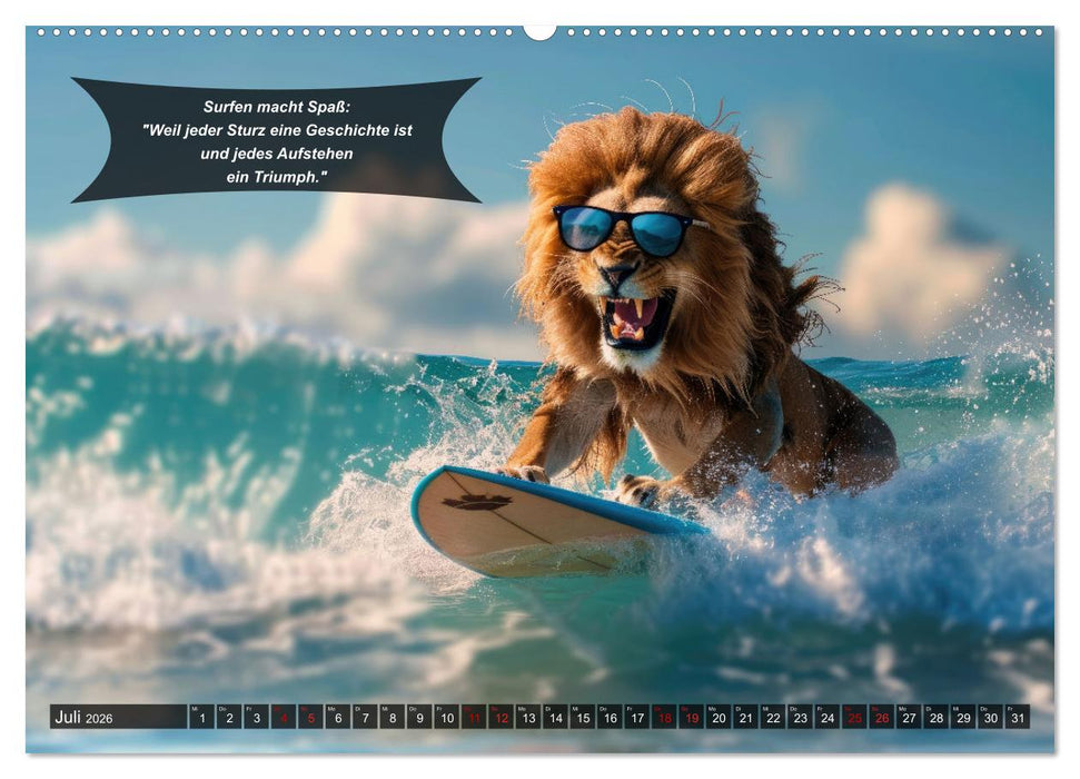 Der tierisch lustige Surfkalender (CALVENDO Premium Wandkalender 2026)