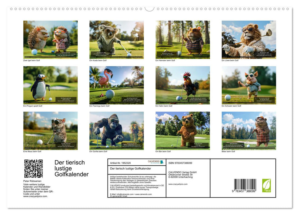 Der tierisch lustige Golfkalender (CALVENDO Premium Wandkalender 2026)