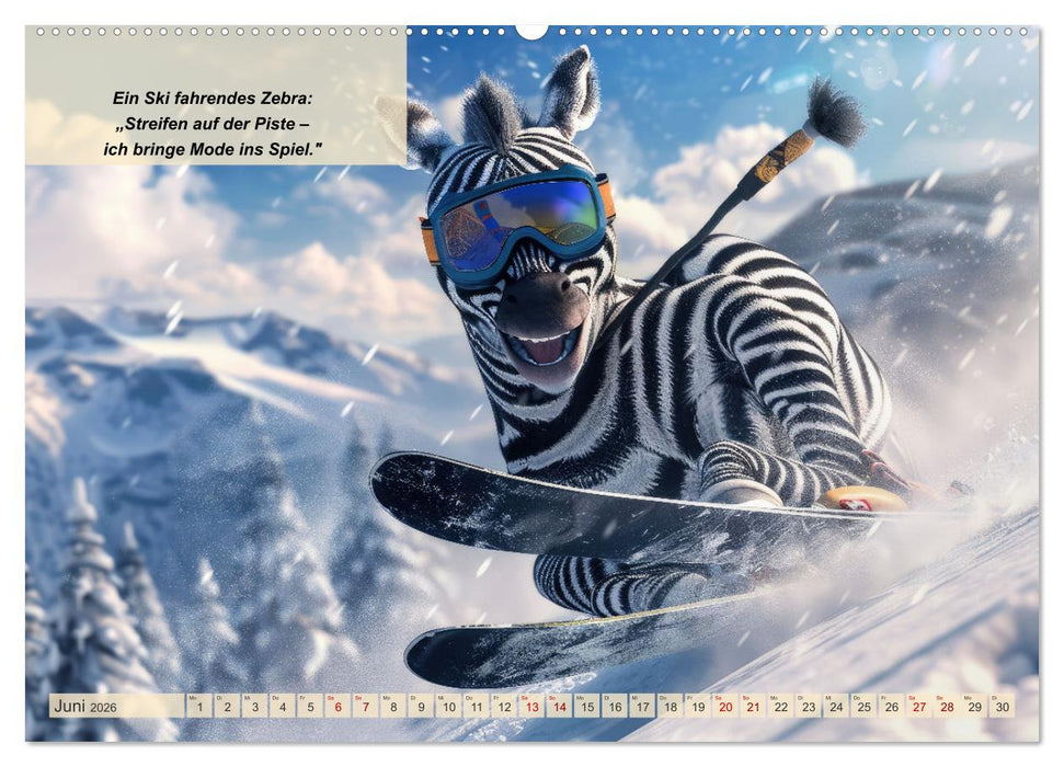 Tierisch lustige Skifahrer (CALVENDO Premium Wandkalender 2026)