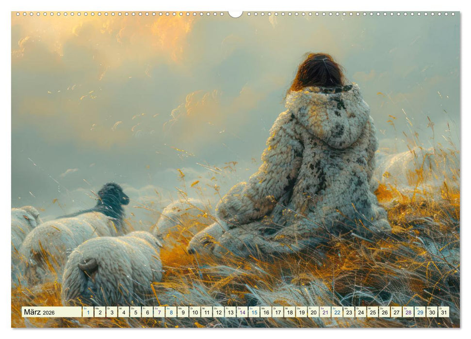 Bei den Schafen - Malerische Reise (CALVENDO Premium Wandkalender 2026)