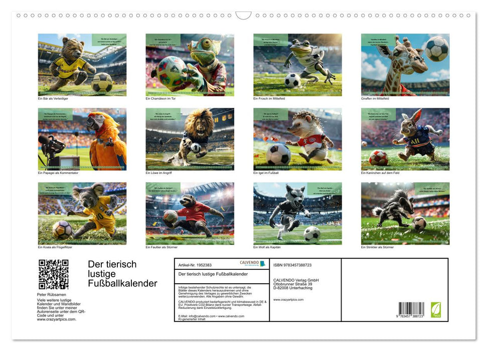 Der tierisch lustige Fußballkalender (CALVENDO Wandkalender 2026)