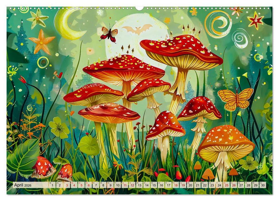 Zauberwelt der Pilze - Fantasievolle Pilze im verwunschenen Wald (CALVENDO Wandkalender 2026)