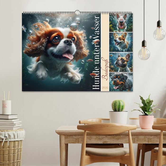 Badespaß - Hunde unter Wasser (CALVENDO Wandkalender 2026)