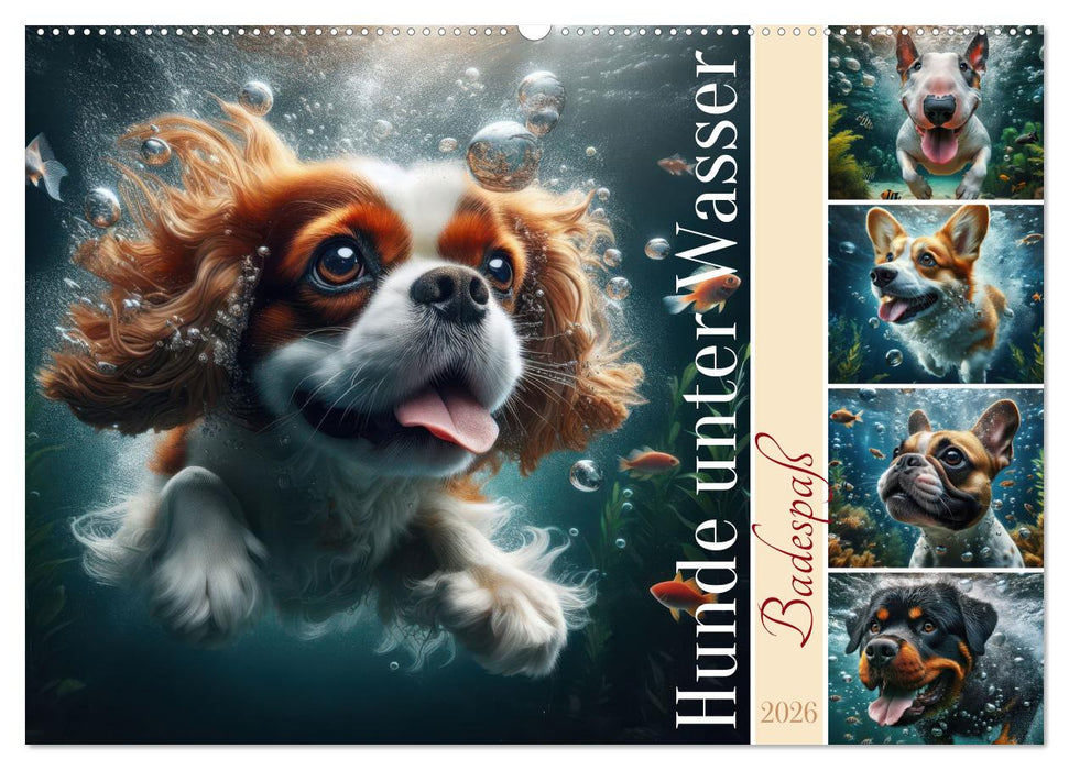 Badespaß - Hunde unter Wasser (CALVENDO Wandkalender 2026)
