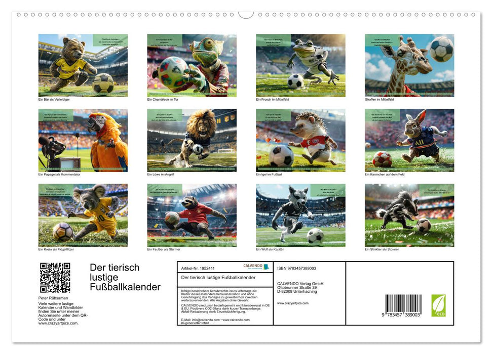 Der tierisch lustige Fußballkalender (CALVENDO Premium Wandkalender 2026)