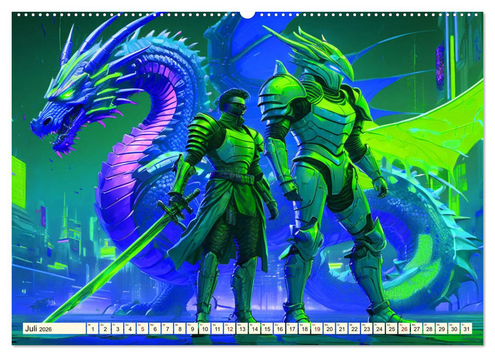 Fantasie - Futuristische Ritter (CALVENDO Premium Wandkalender 2026)