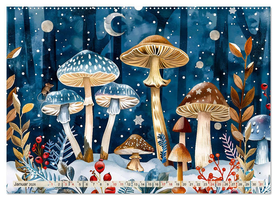 Zauberwelt der Pilze - Fantasievolle Pilze im verwunschenen Wald (CALVENDO Premium Wandkalender 2026)