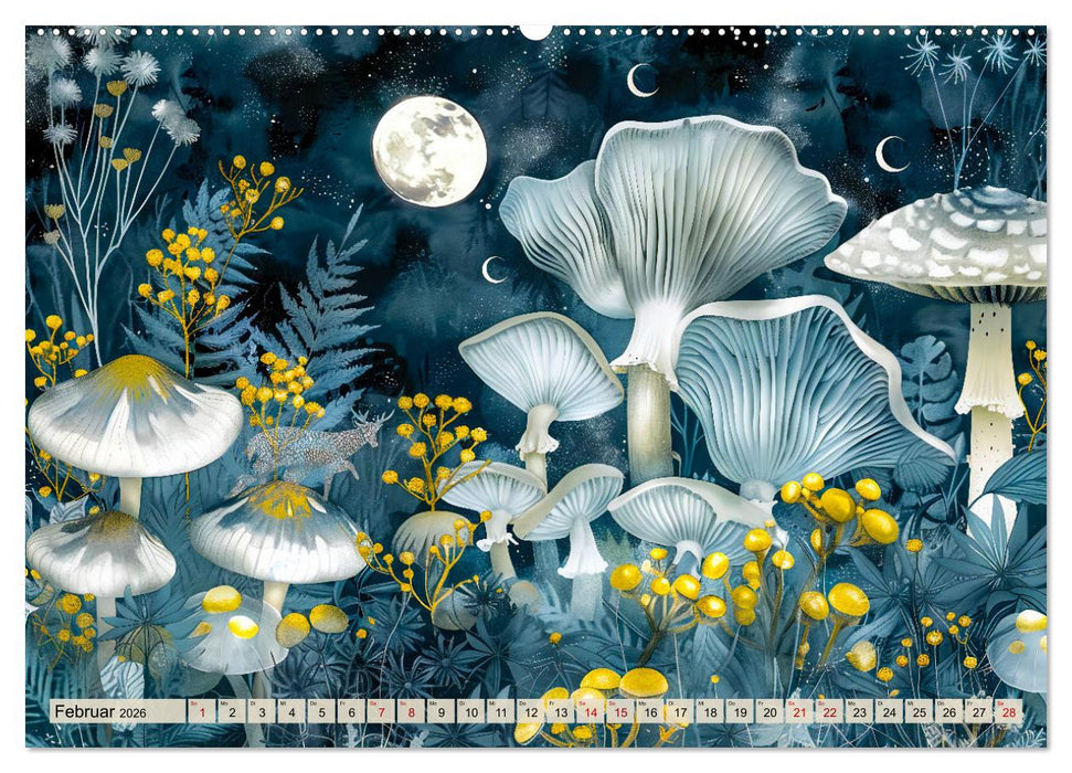 Zauberwelt der Pilze - Fantasievolle Pilze im verwunschenen Wald (CALVENDO Premium Wandkalender 2026)