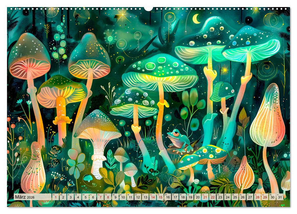 Zauberwelt der Pilze - Fantasievolle Pilze im verwunschenen Wald (CALVENDO Premium Wandkalender 2026)
