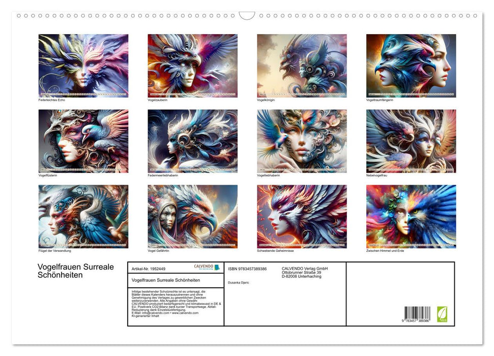 Vogelfrauen Surreale Schönheiten (CALVENDO Wandkalender 2026)