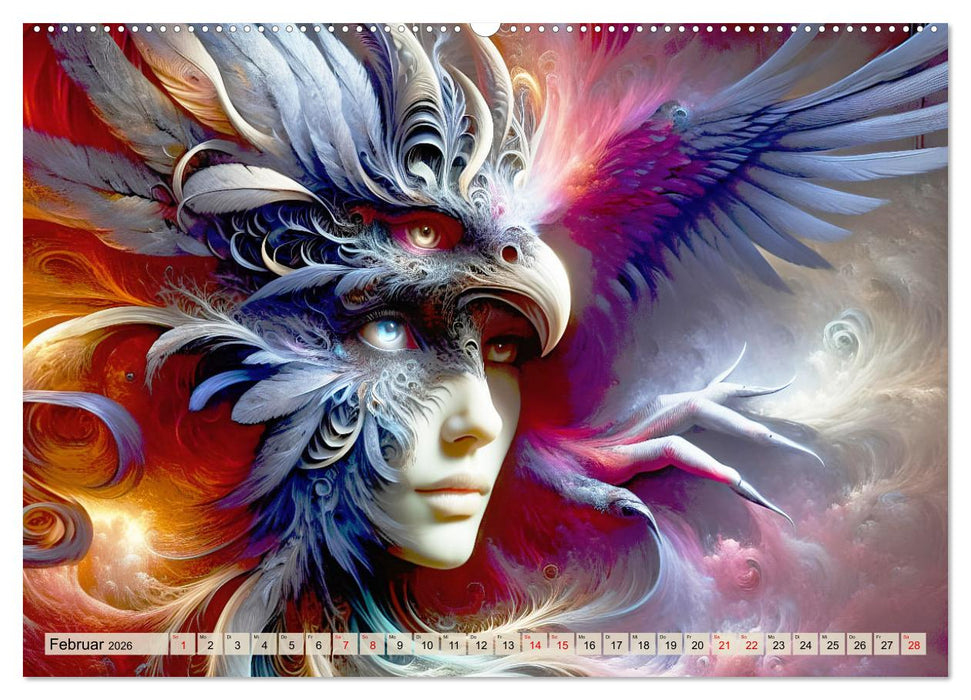 Vogelfrauen Surreale Schönheiten (CALVENDO Wandkalender 2026)