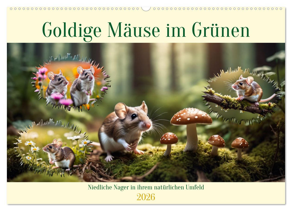 Goldige Mäuse im Grünen (CALVENDO Wandkalender 2026)