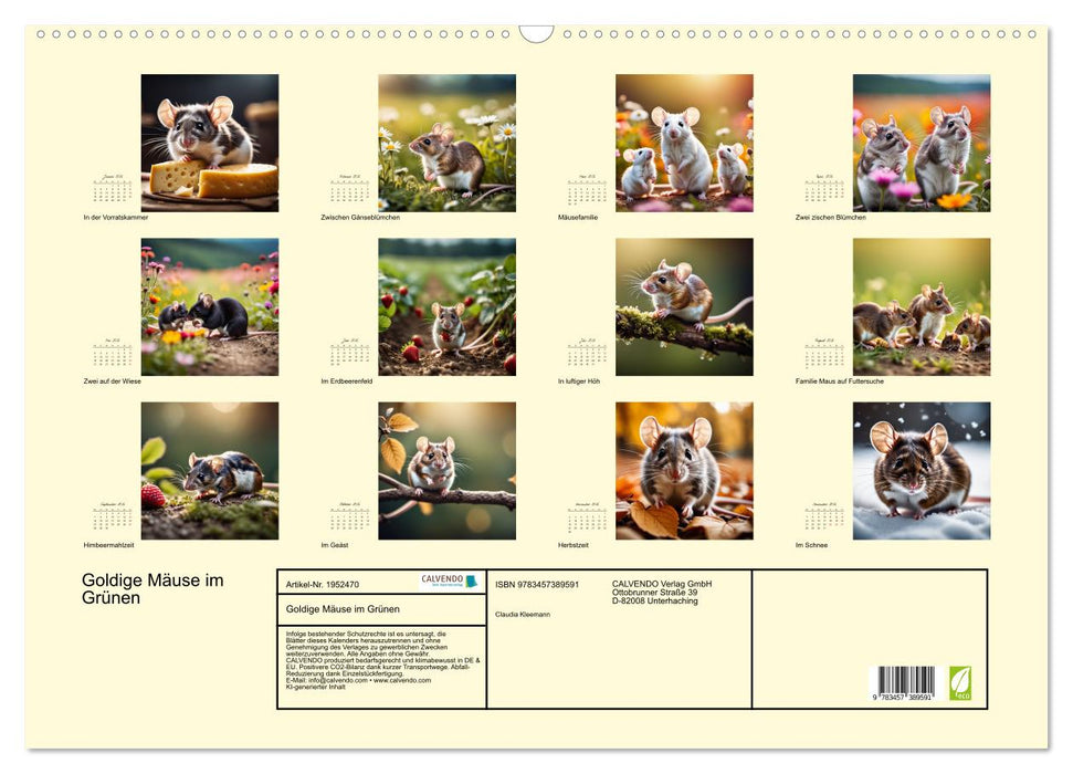 Goldige Mäuse im Grünen (CALVENDO Wandkalender 2026)