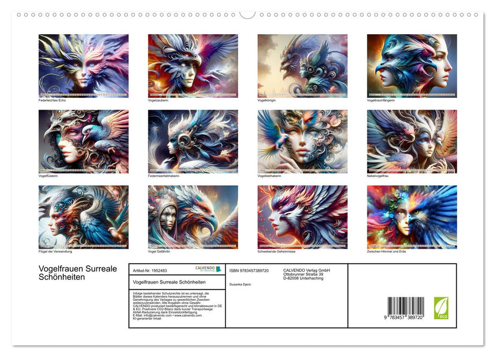 Vogelfrauen Surreale Schönheiten (CALVENDO Premium Wandkalender 2026)