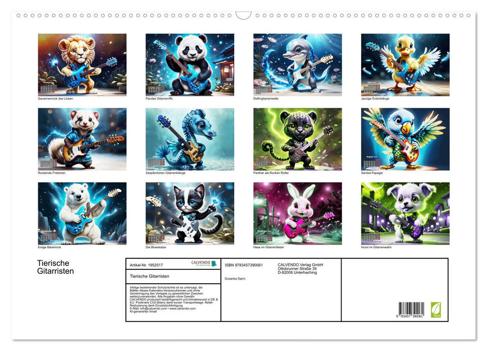 Tierische Gitarristen (CALVENDO Wandkalender 2026)
