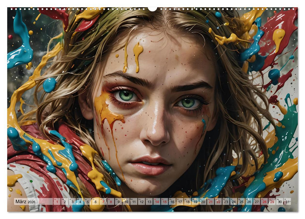 Farbexplosion - Ein Jahr voller bunter Gesichter (CALVENDO Wandkalender 2026)