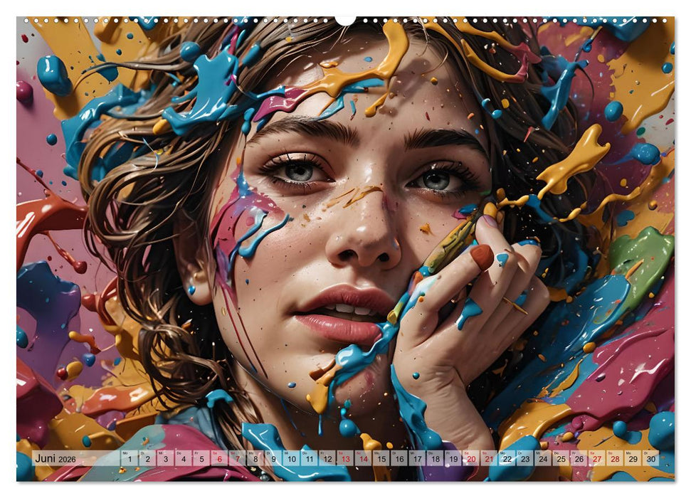 Farbexplosion - Ein Jahr voller bunter Gesichter (CALVENDO Wandkalender 2026)