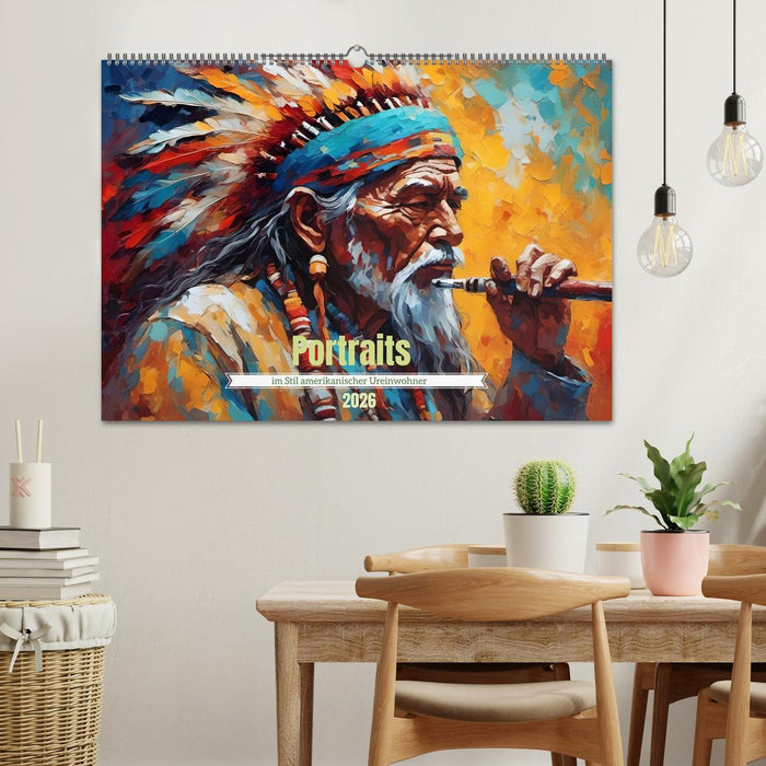 Portraits im Stil amerikanischer Ureinwohner (CALVENDO Wandkalender 2026)