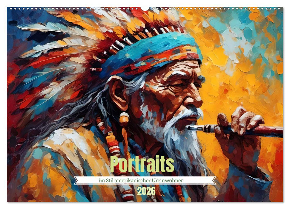 Portraits im Stil amerikanischer Ureinwohner (CALVENDO Wandkalender 2026)