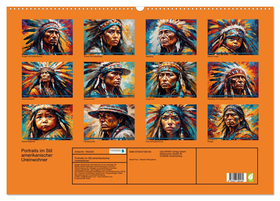 Portraits im Stil amerikanischer Ureinwohner (CALVENDO Wandkalender 2026)