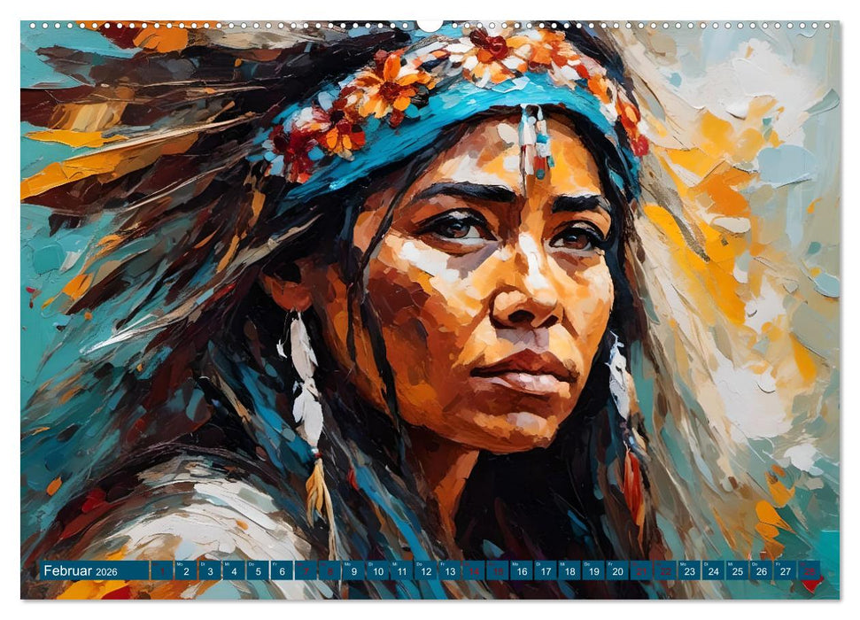 Portraits im Stil amerikanischer Ureinwohner (CALVENDO Wandkalender 2026)
