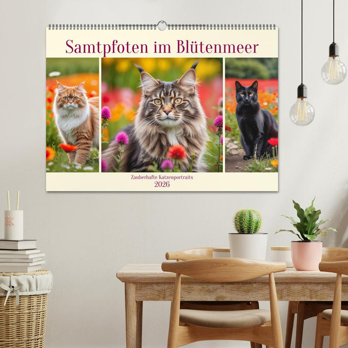 Samtpfoten im Blütenmeer (CALVENDO Wandkalender 2026)