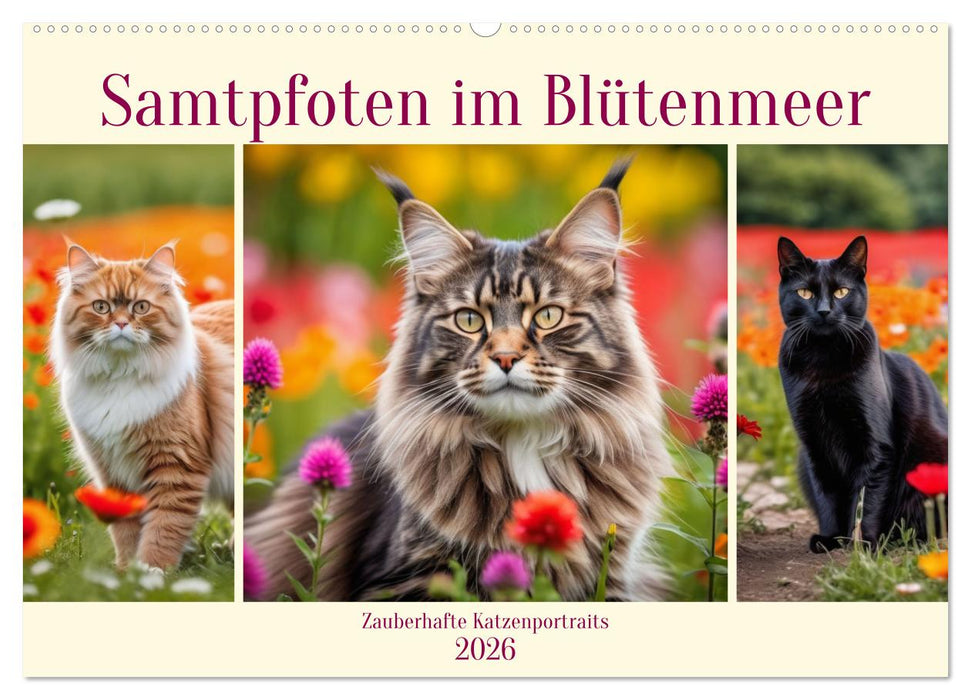 Samtpfoten im Blütenmeer (CALVENDO Wandkalender 2026)