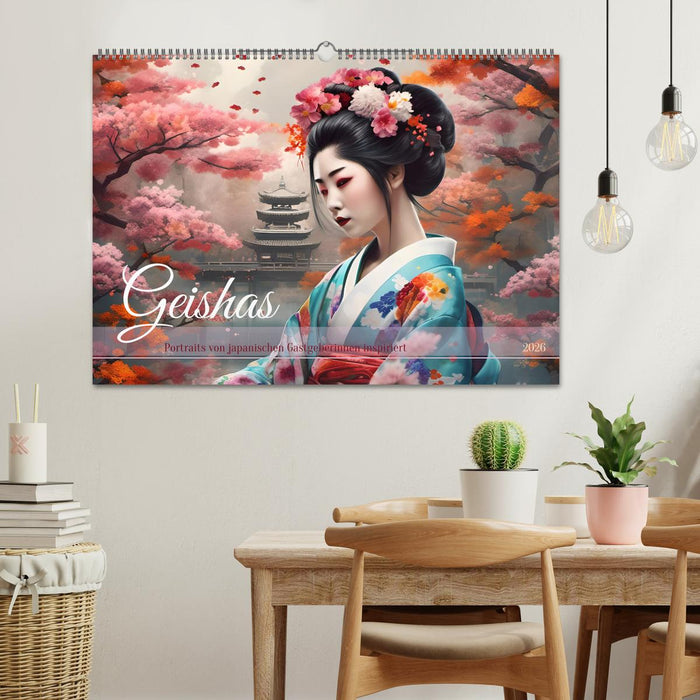 Geishas Portraits von japanischen Gastgeberinnen inspiriert (CALVENDO Wandkalender 2026)