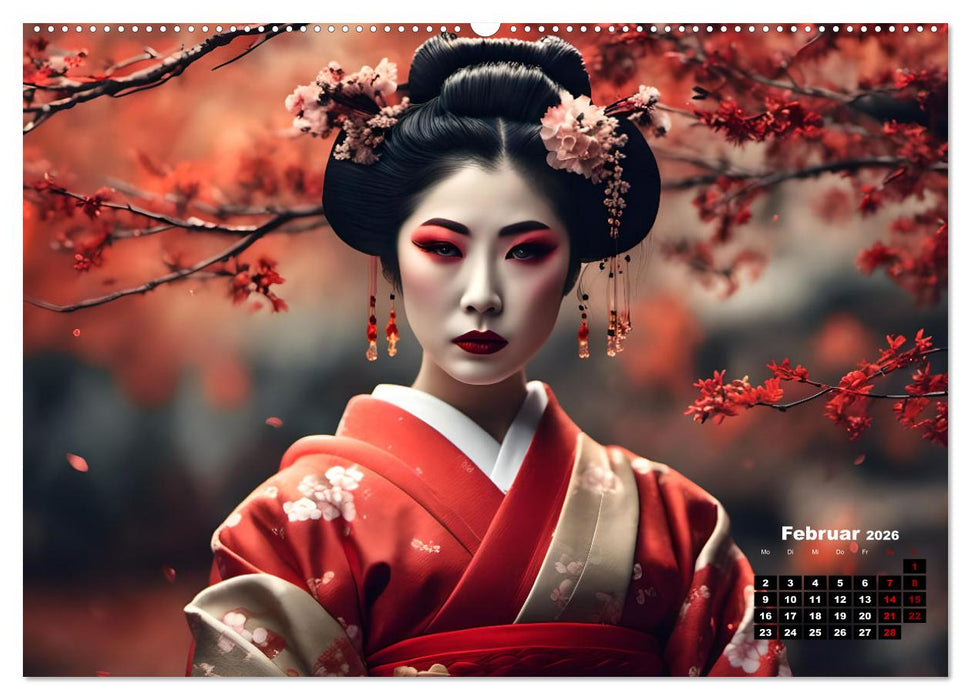 Geishas Portraits von japanischen Gastgeberinnen inspiriert (CALVENDO Wandkalender 2026)