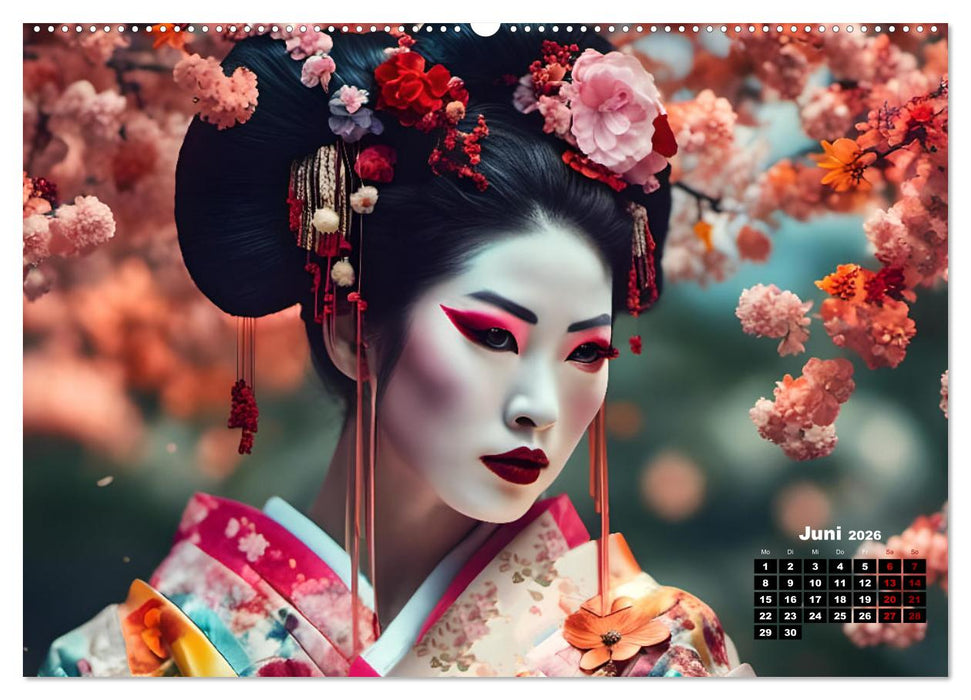 Geishas Portraits von japanischen Gastgeberinnen inspiriert (CALVENDO Wandkalender 2026)