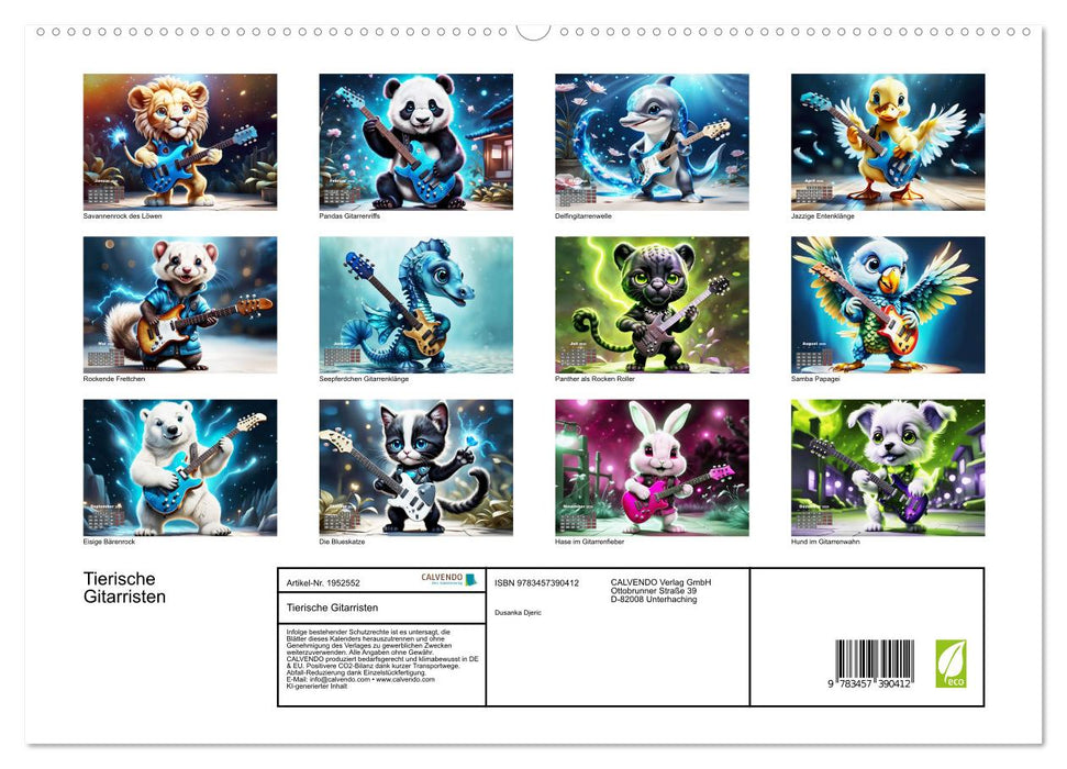 Tierische Gitarristen (CALVENDO Premium Wandkalender 2026)