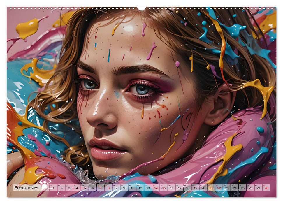 Farbexplosion - Ein Jahr voller bunter Gesichter (CALVENDO Premium Wandkalender 2026)