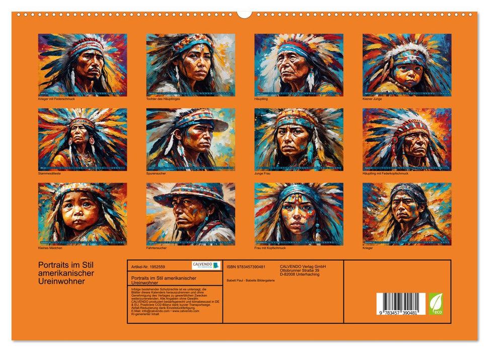 Portraits im Stil amerikanischer Ureinwohner (CALVENDO Premium Wandkalender 2026)