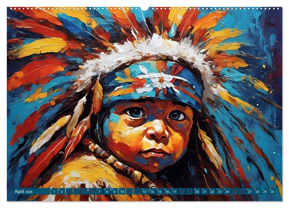 Portraits im Stil amerikanischer Ureinwohner (CALVENDO Premium Wandkalender 2026)