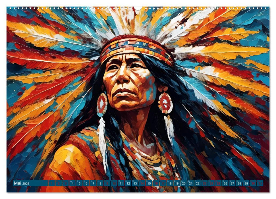 Portraits im Stil amerikanischer Ureinwohner (CALVENDO Premium Wandkalender 2026)