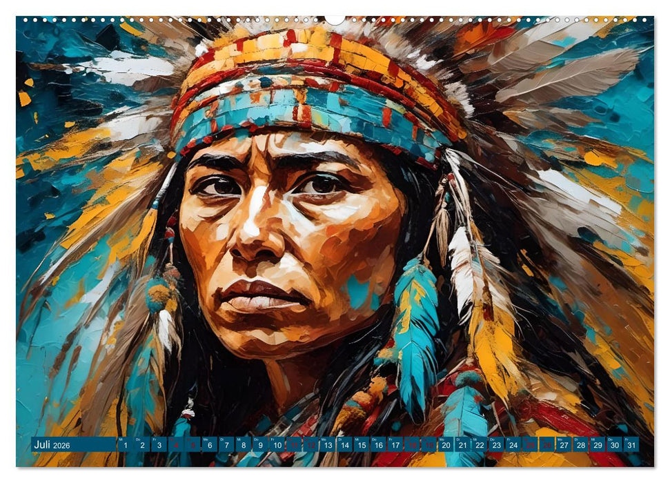Portraits im Stil amerikanischer Ureinwohner (CALVENDO Premium Wandkalender 2026)