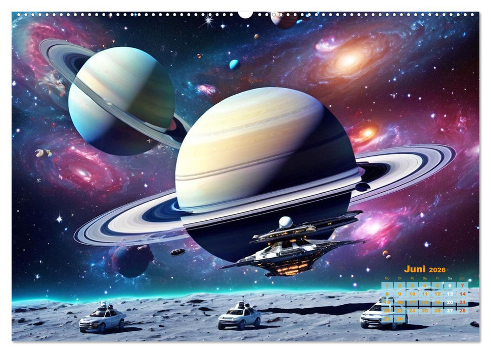 Im Weltall unterwegs - Verrückte Fahrzeuge im Universum (CALVENDO Premium Wandkalender 2026)