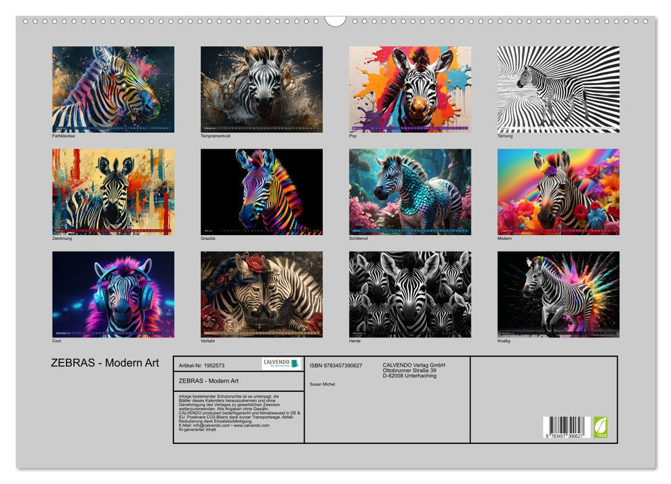 ZEBRAS - Modern Art (CALVENDO Wandkalender 2026)