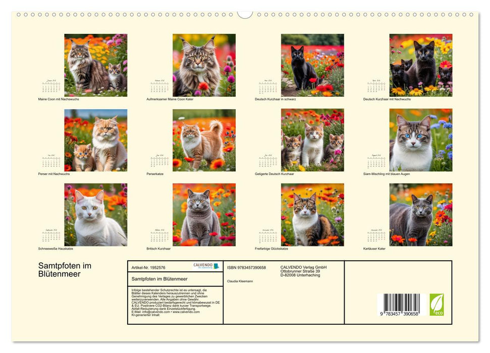 Samtpfoten im Blütenmeer (CALVENDO Premium Wandkalender 2026)